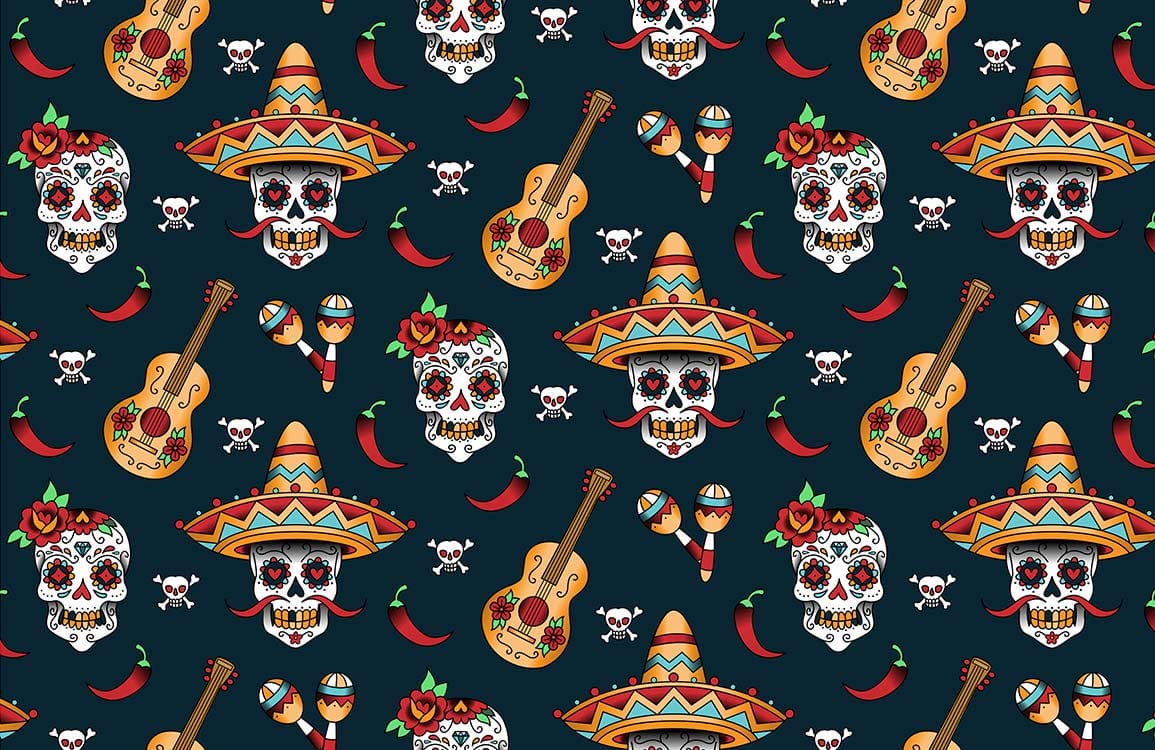 Skeleton & Guitar Wallpaper Mural