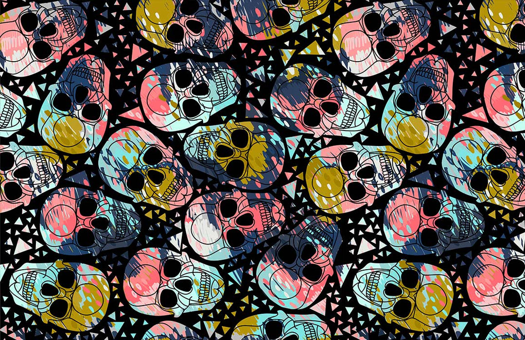Vibrant Geometric Skull Pattern Wallpaper - Colourful Artistic Statement Wall Décor
