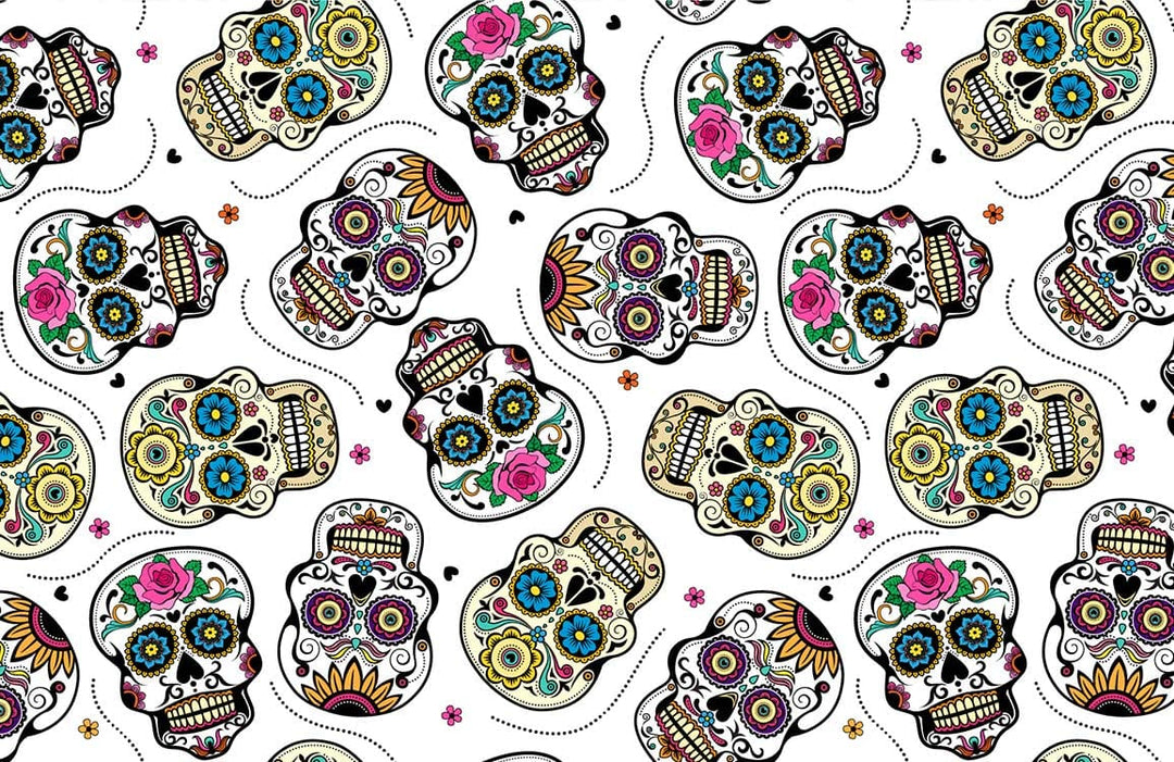 Colourful Day of the Dead Sugar Skulls Pattern Wallpaper Mural