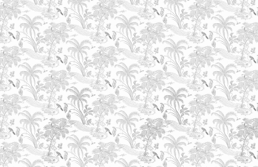 Elegant Monochrome Jungle Paradise Wallpaper - Tropical Botanical Design Décor