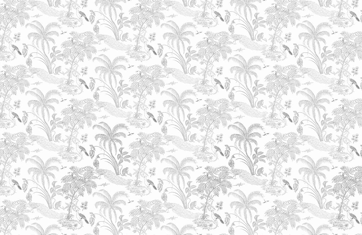 Elegant Monochrome Jungle Paradise Wallpaper - Tropical Botanical Design Décor