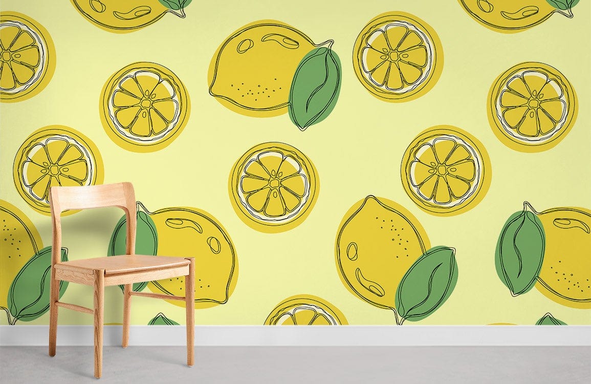 Sketch Lemon Mural Wallpaper Room
