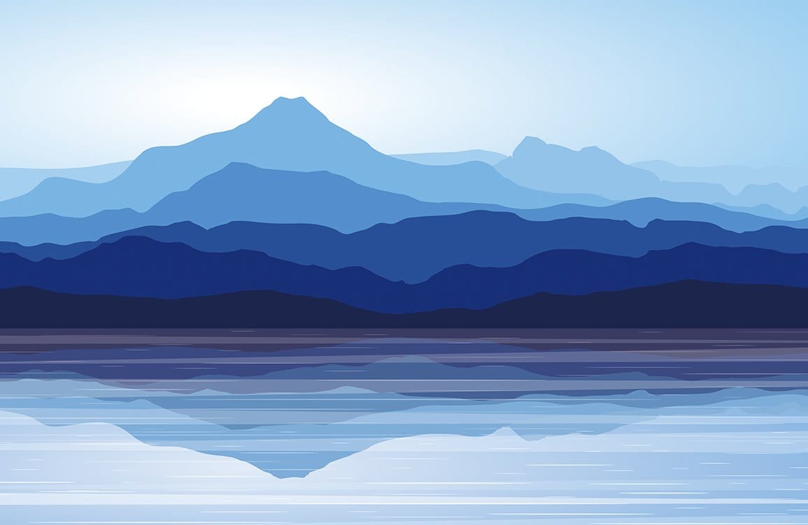 Serene Blue Mountain Landscape Mural Wallpaper - Nature Inspired Decor