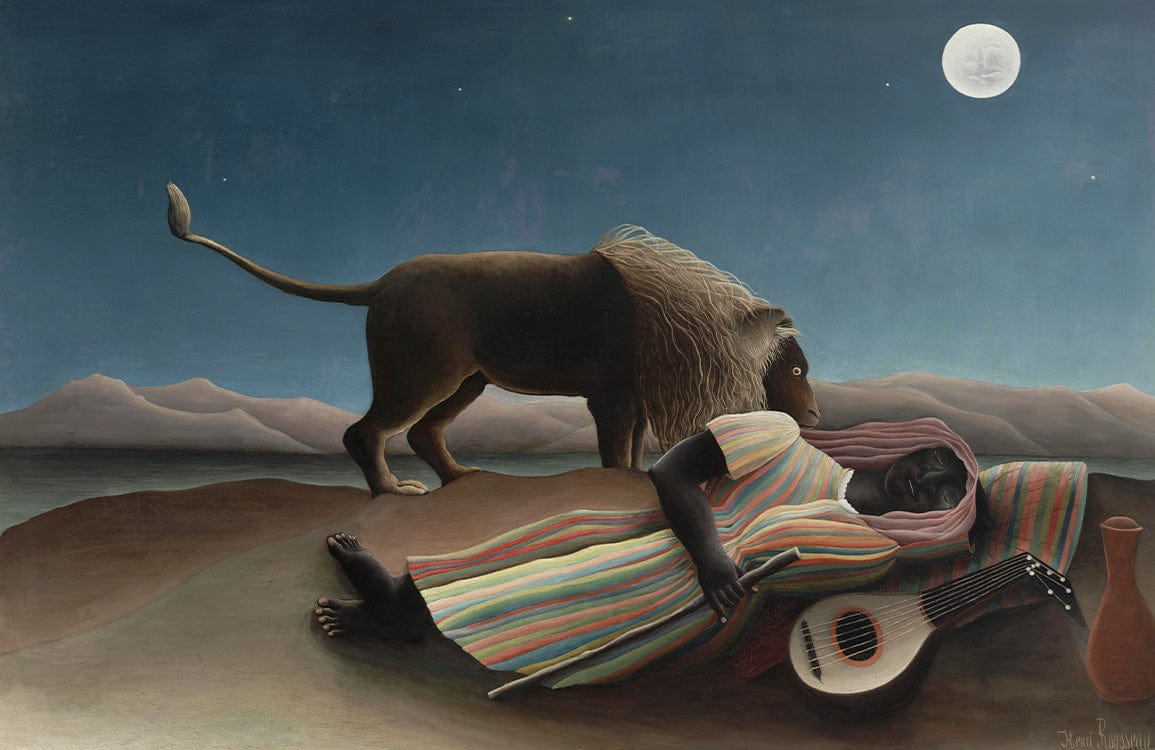 Enchanting Night Serenade Mural Wallpaper with Lion in Tranquil Moonlight