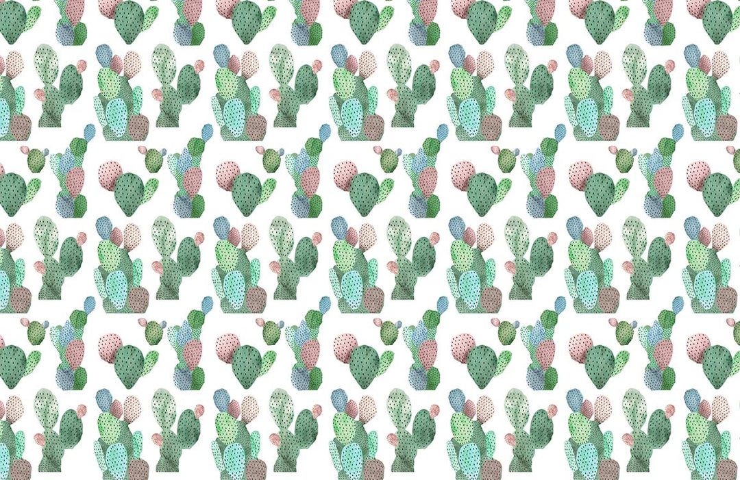 Colourful Cactus Garden Mural Wallpaper - Trendy Botanical Desert Design