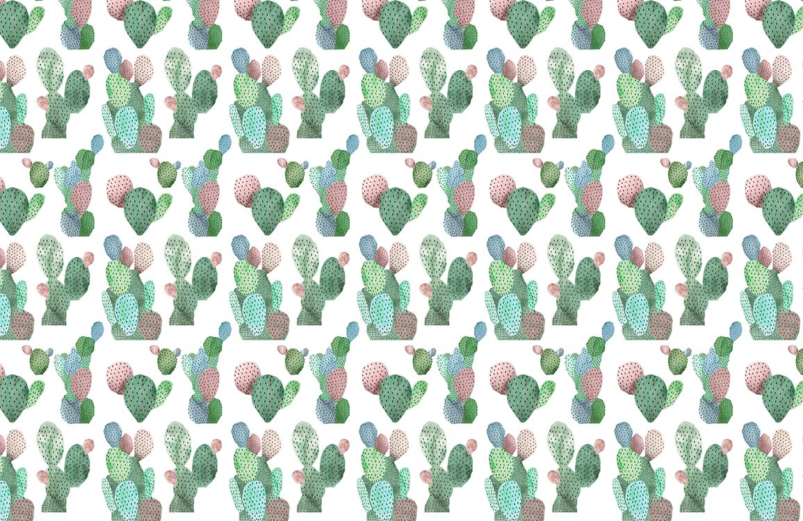 Colourful Cactus Garden Mural Wallpaper - Trendy Botanical Desert Design
