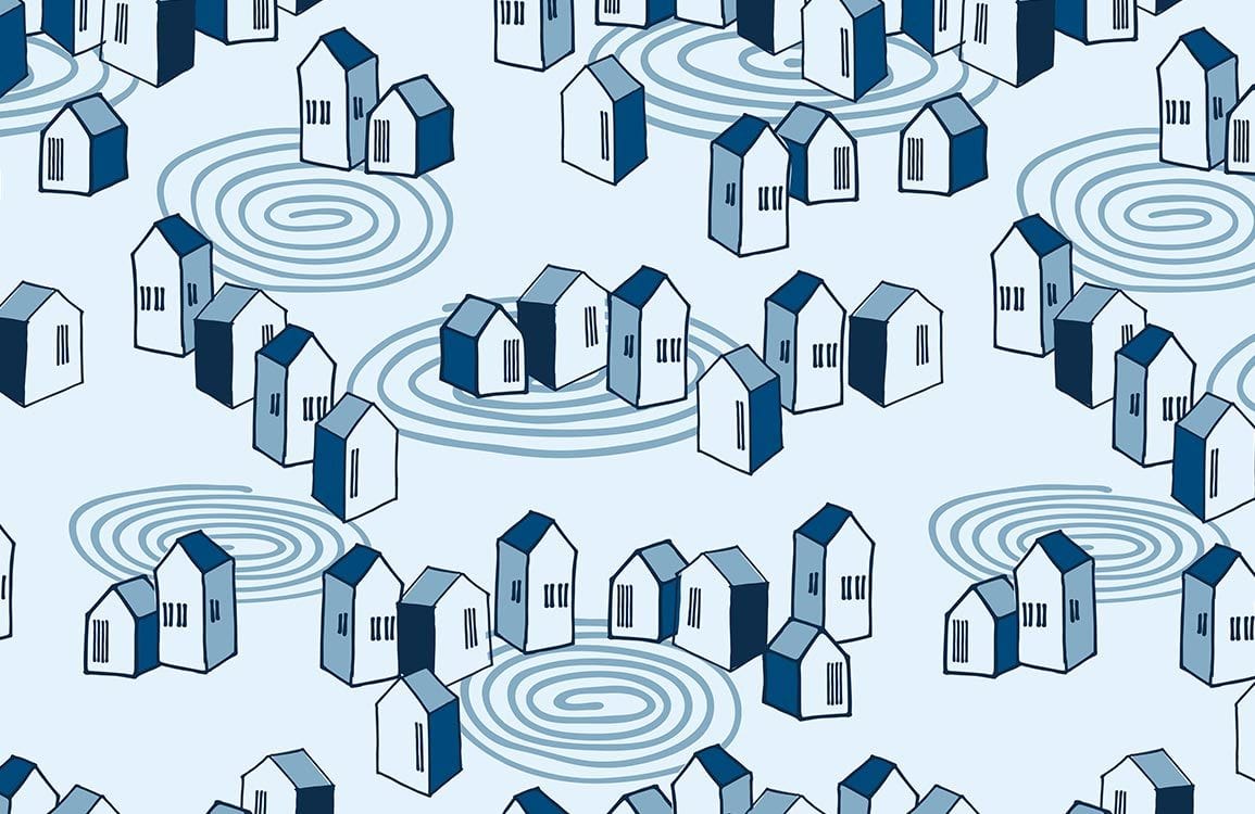 Group Houses Wallpaper Mural