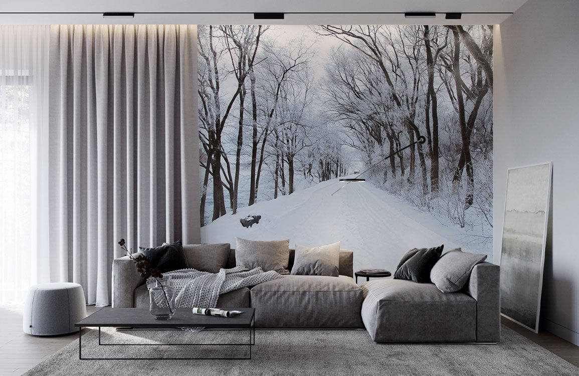snow forest wallpaper mural decor for living room