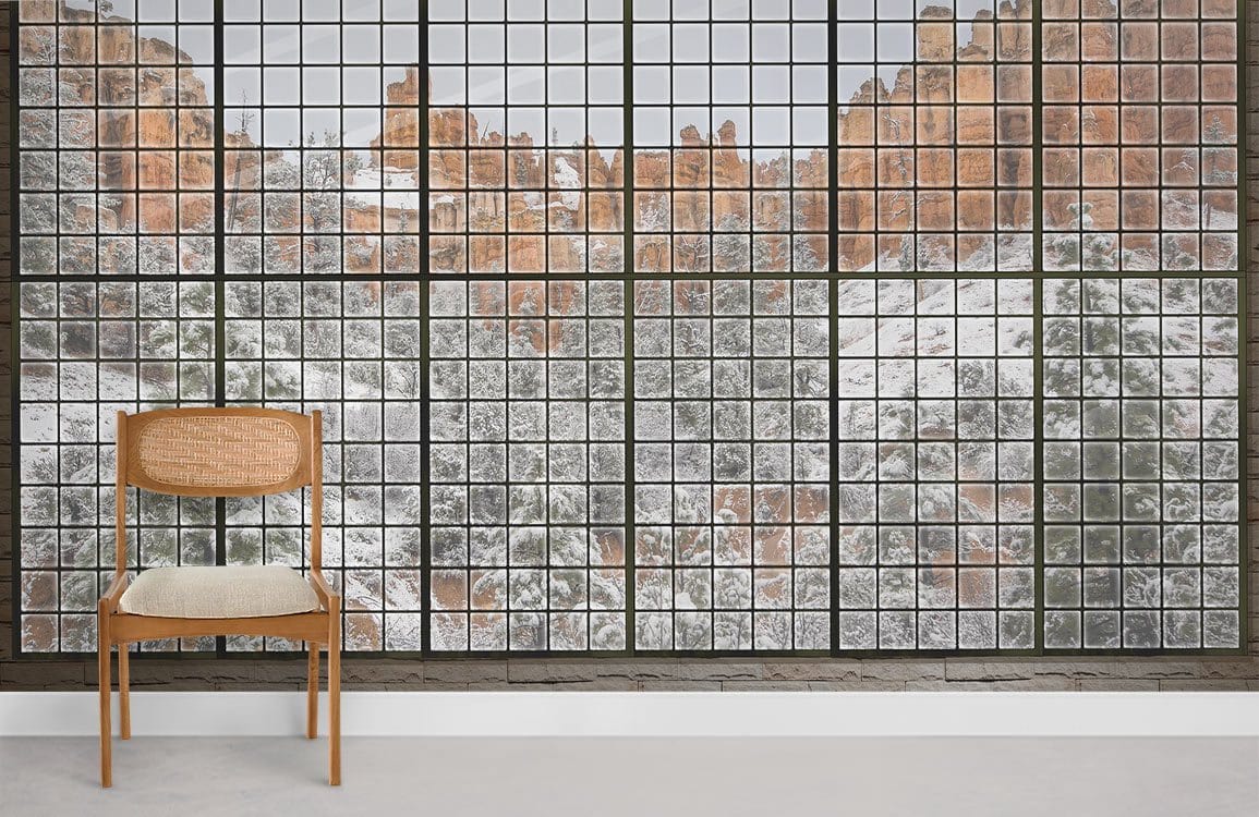 Window Snow Mountain Wallpaper Mural