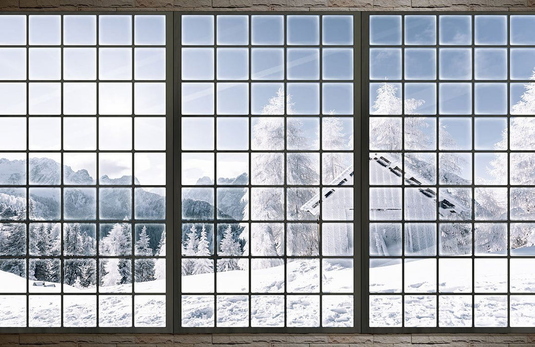 Winter Wonderland Snowy Mountain Escape Mural Wallpaper in Stunning White Scene