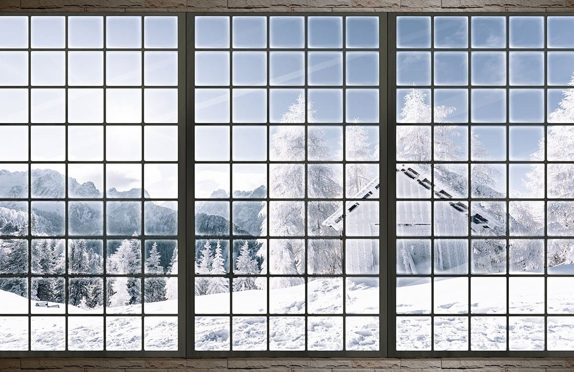 Winter Wonderland Snowy Mountain Escape Mural Wallpaper in Stunning White Scene
