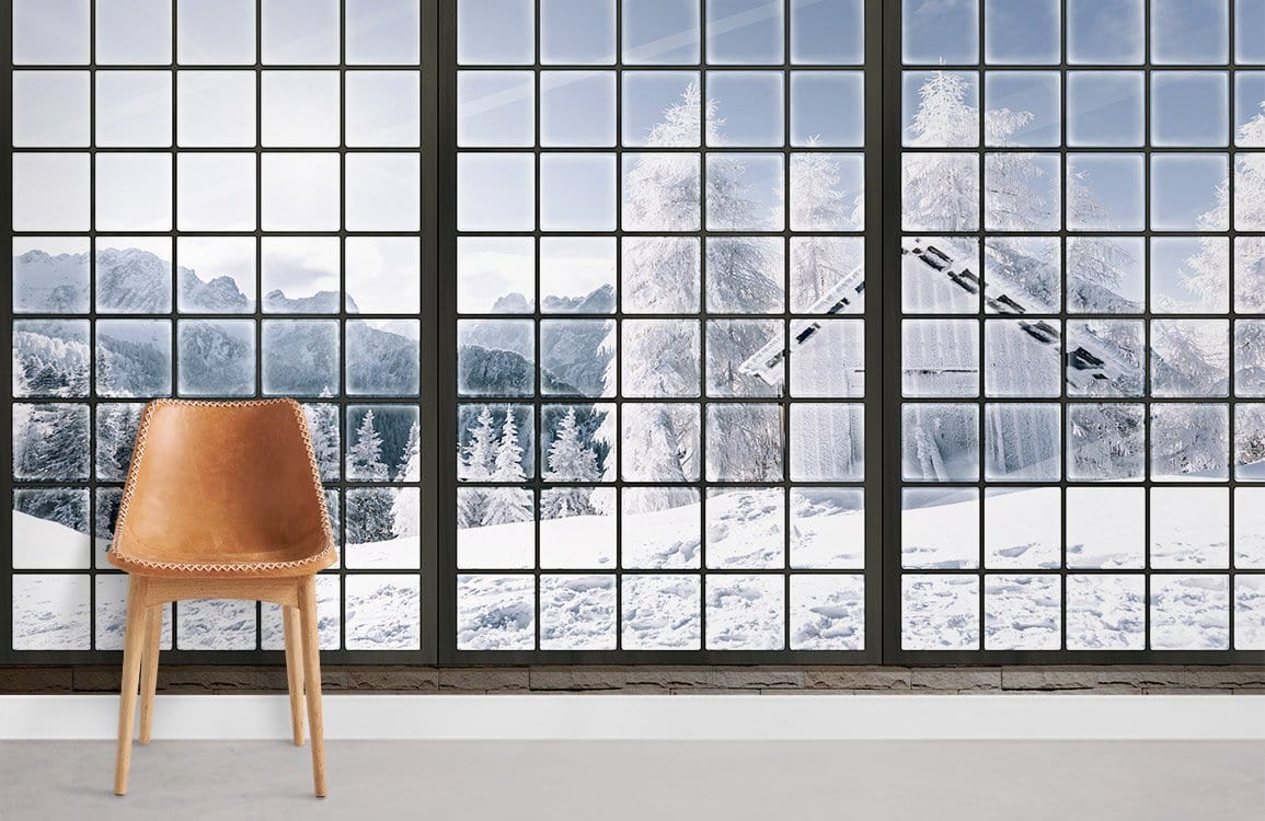 Window Snow View Wallpaper Mural Room