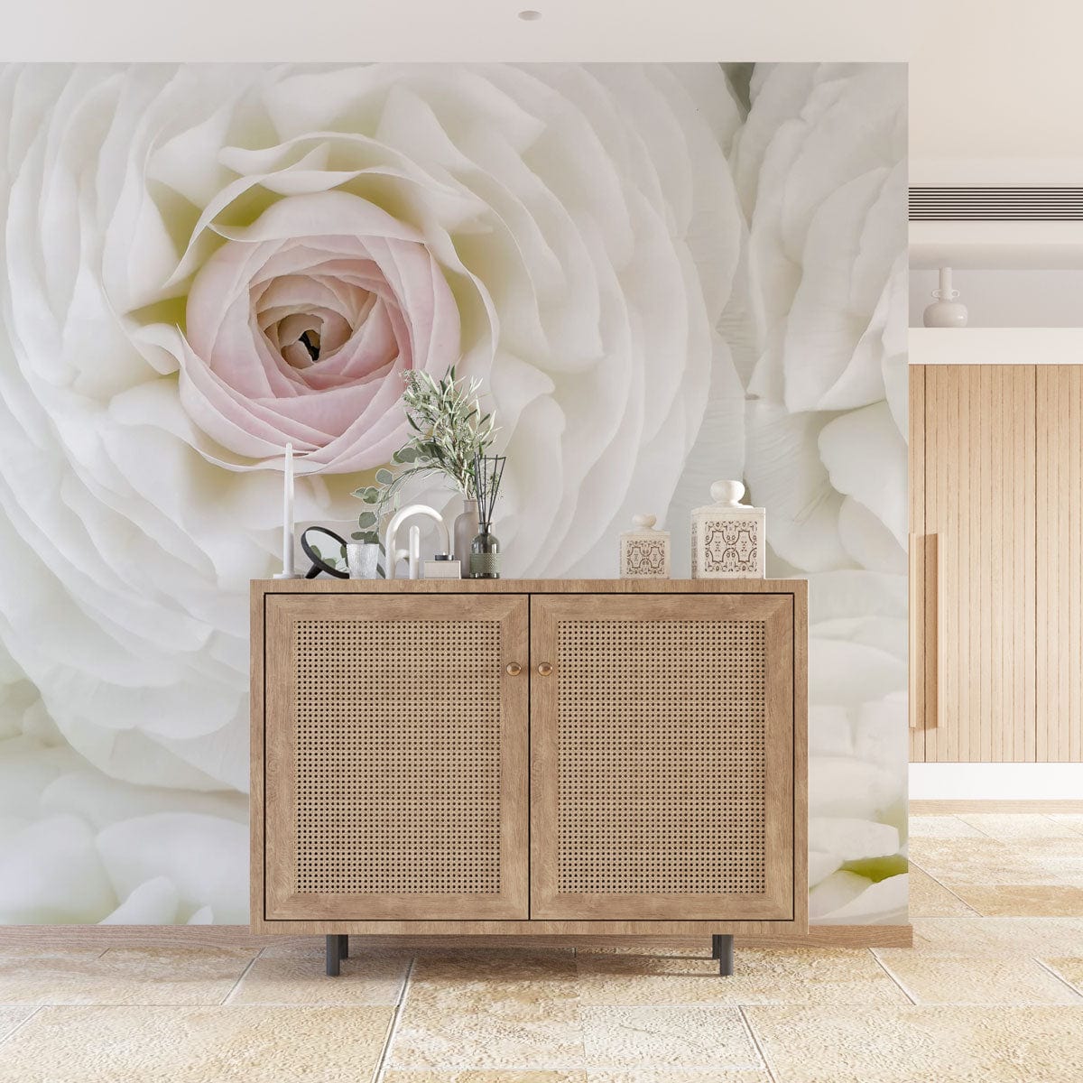 Elegant White Rose Floral Pattern Wallpaper for Chic Interior Design