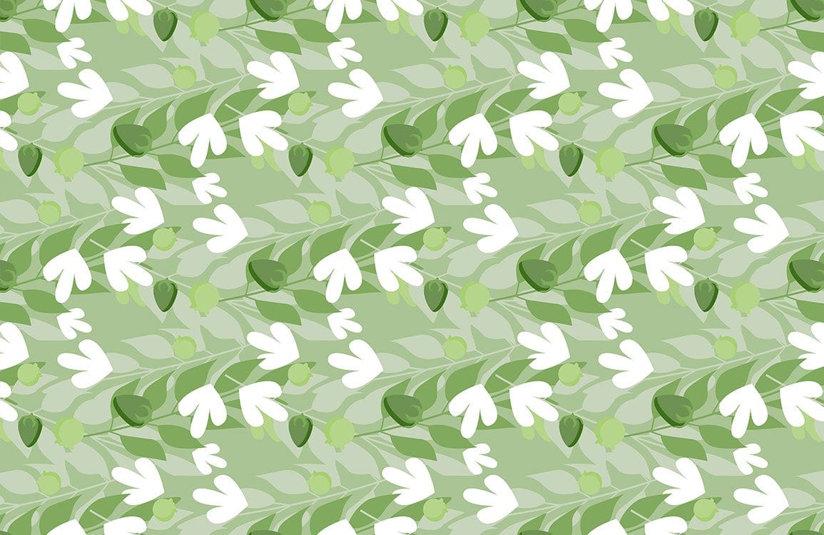 Green Floral Elegance: Leafy Pattern Wallpaper for Modern British Homes