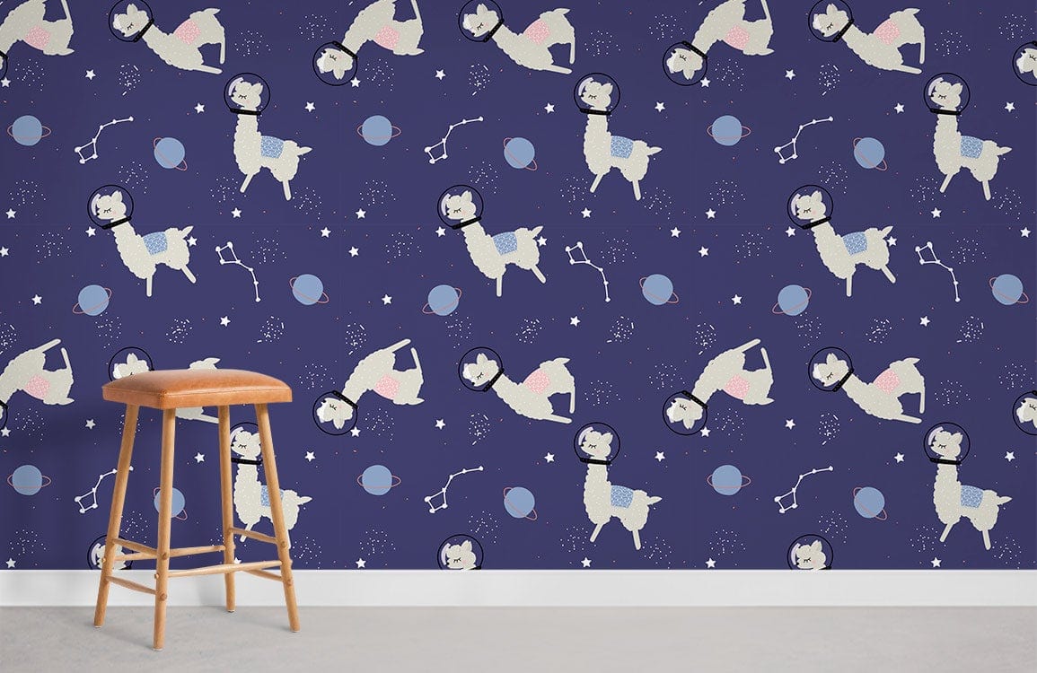 Space Alpaca Animal Wallpaper Mural Room