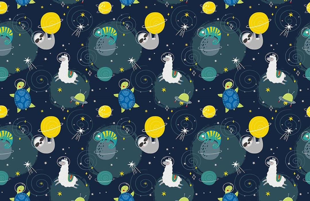 Space Adventure Animals Multicolour Fun Kids Mural Wallpaper Pattern Design