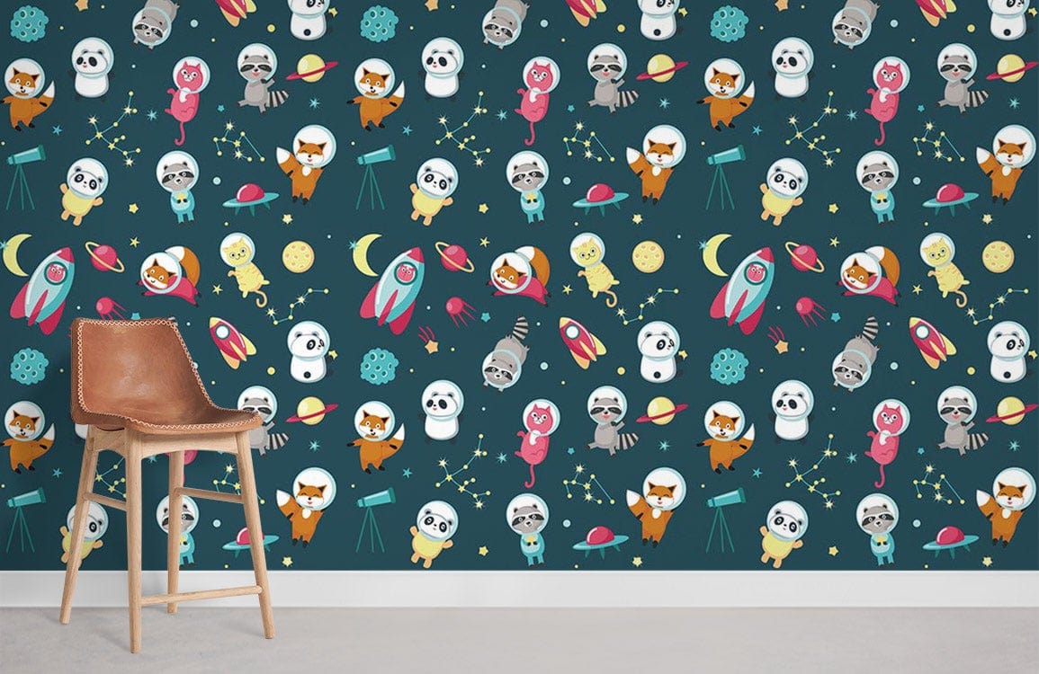 Space Animals Wallpaper Mural Room