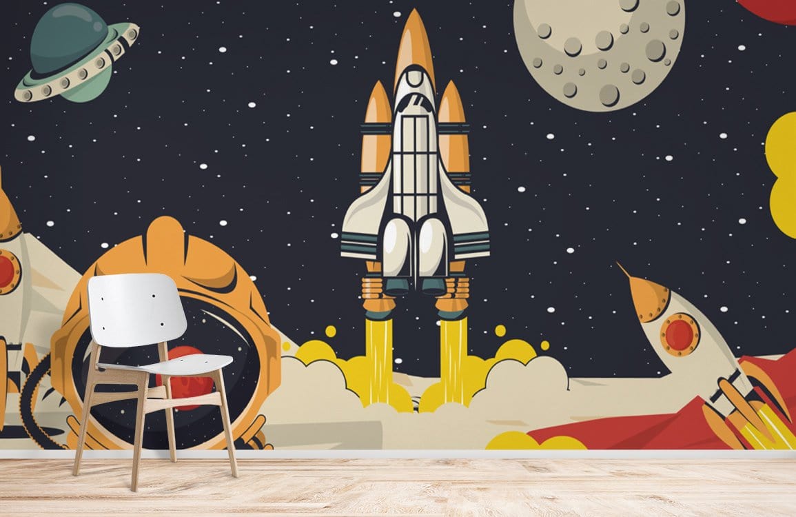 Space wallpaper mural for child room