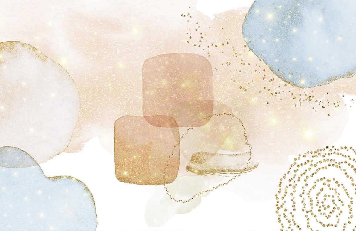 Elegant Pastel Abstract Mural Wallpaper with Gold Glitter Accents Design