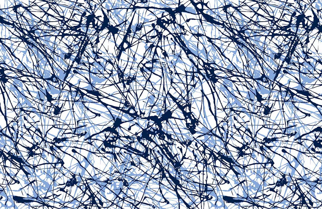 Abstract Blue and White Splatter Pattern Contemporary Art Wallpaper Design