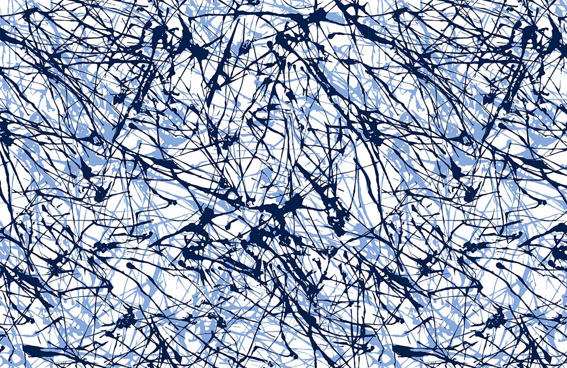 Abstract Blue and White Splatter Pattern Contemporary Art Wallpaper Design