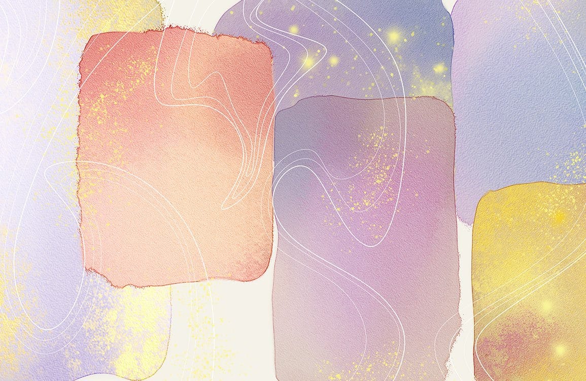 Pastel Dreamscape Watercolour Mural Wallpaper with Ethereal Gold Accents