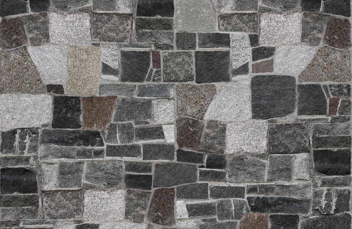 Rustic Stone Brick Pattern Wallpaper - Grey and Earth Tones for Interiors