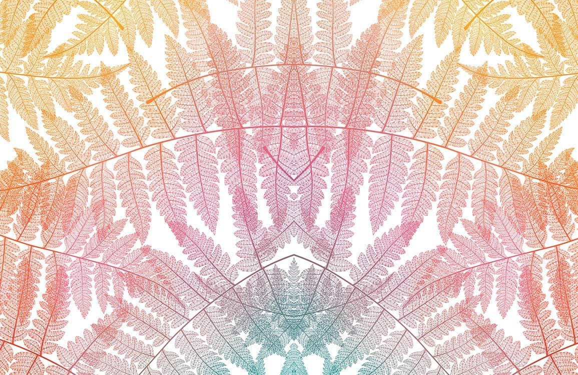 Rainbow Fern Delight: Multicolour Botanical Pattern Wallpaper for Interiors