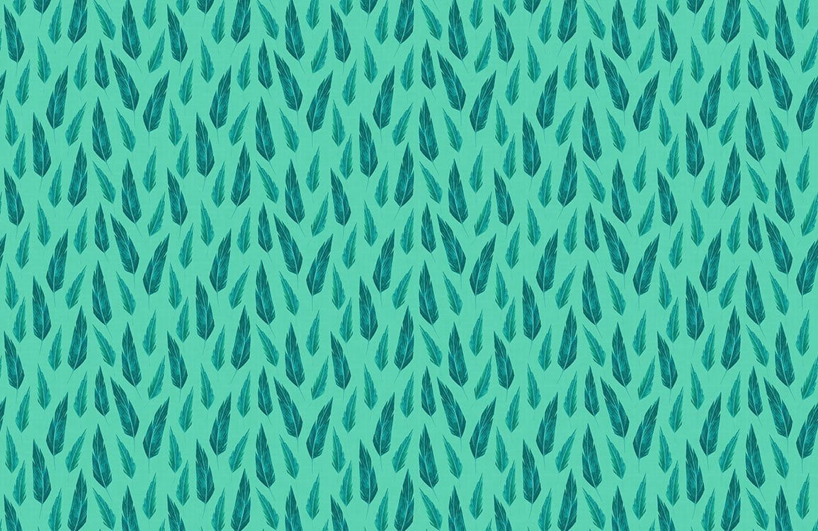 Aqua Teal Leaf Pattern Wallpaper - Modern Nature Inspired Interior Design