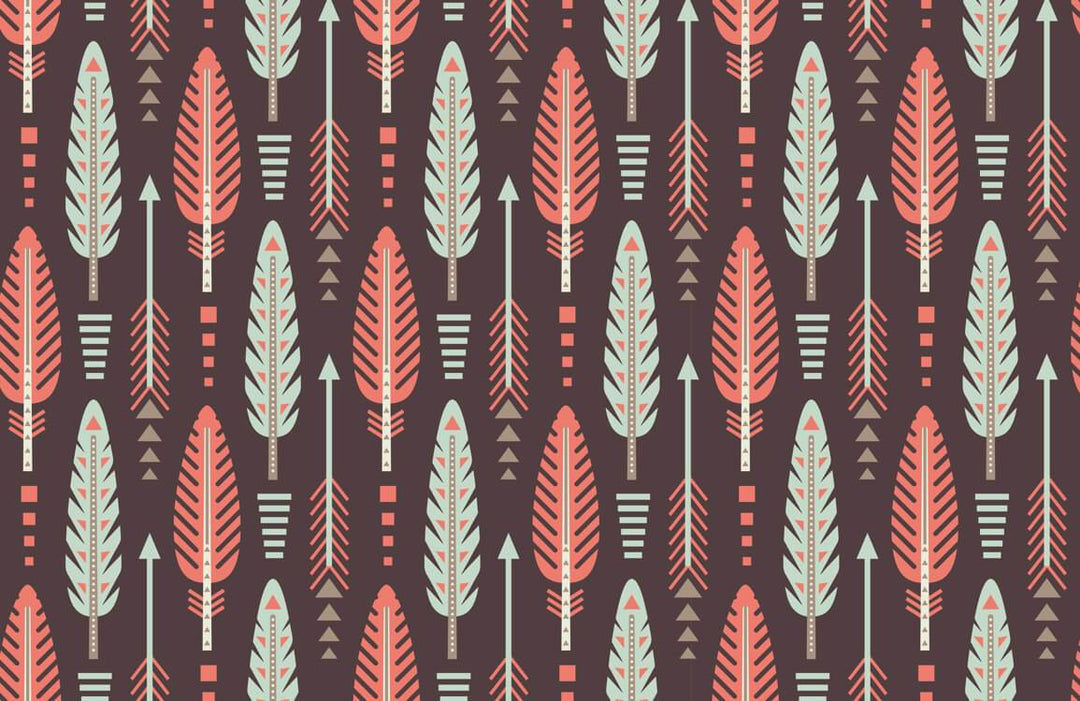 Retro Arrow Pattern Wallpaper, Vintage Pastel Tribal Design, Earthy Tones
