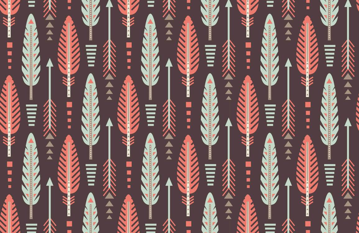 Retro Arrow Pattern Wallpaper, Vintage Pastel Tribal Design, Earthy Tones