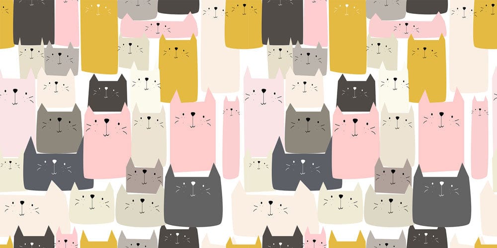 Whimsical Multicoloured Cats Pattern Wallpaper - Playful Modern Design Decor