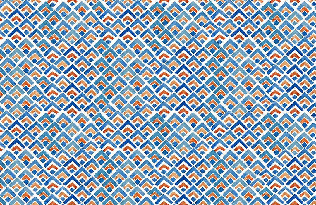 Blue and Orange Geometric Pattern Wallpaper - Modern Interior Design Accent