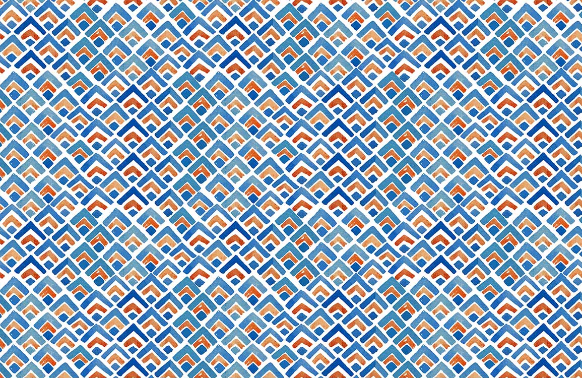 Blue and Orange Geometric Pattern Wallpaper - Modern Interior Design Accent