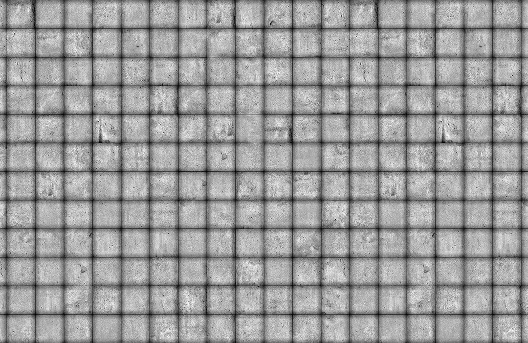Grey Industrial Concrete Grid Pattern Wallpaper - Modern Textured Style Decor