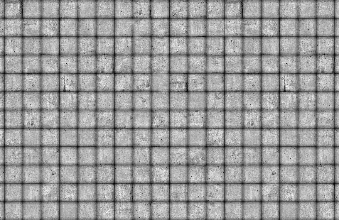 Grey Industrial Concrete Grid Pattern Wallpaper - Modern Textured Style Decor