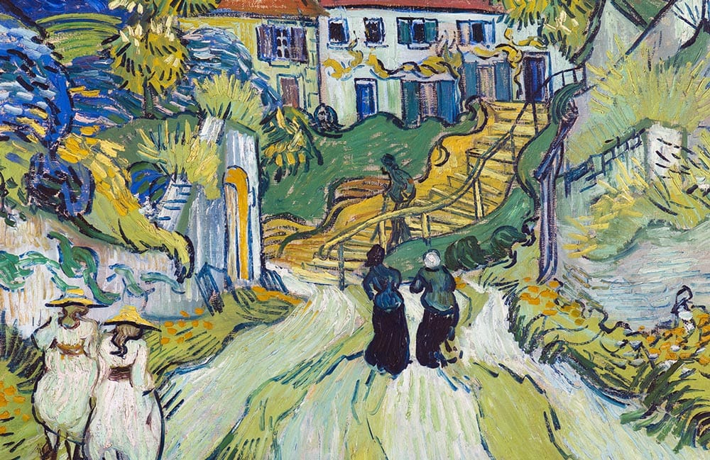 Colourful Impressionist Countryside Path Mural Wallpaper for Artistic Home Décor.