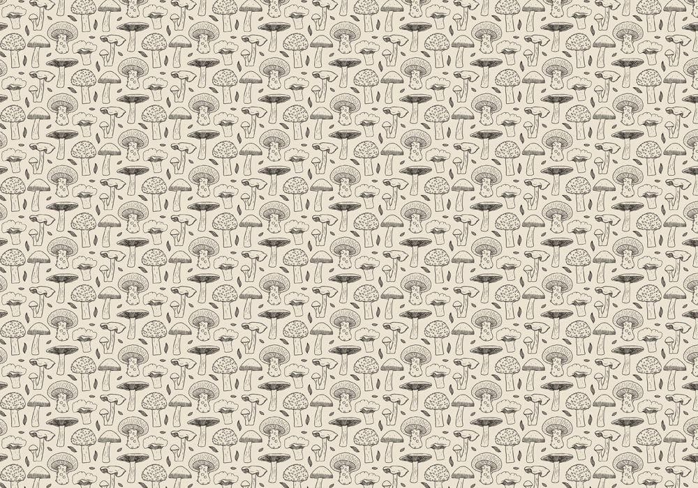 Whimsical Beige Mushroom Pattern Wallpaper for Vintage Chic Interior Design