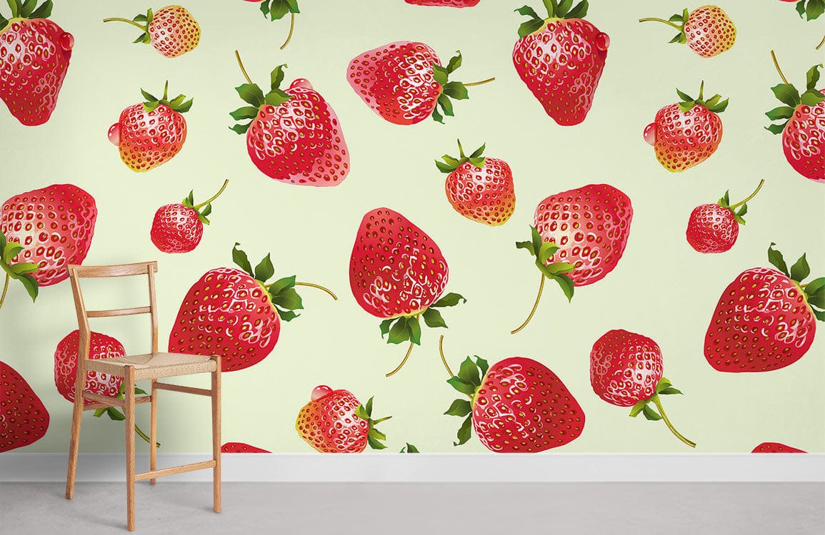 cute strawberry wallpaper mural