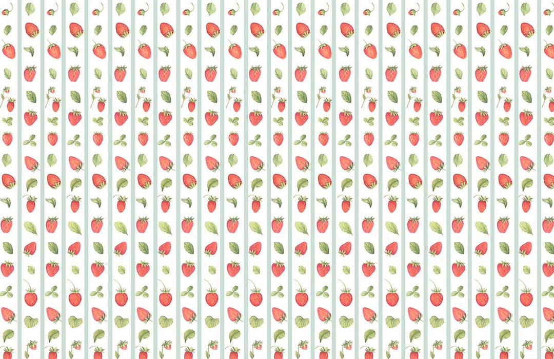 Charming Strawberry and Leaf Pattern Wallpaper in Soft Pastel Colours
