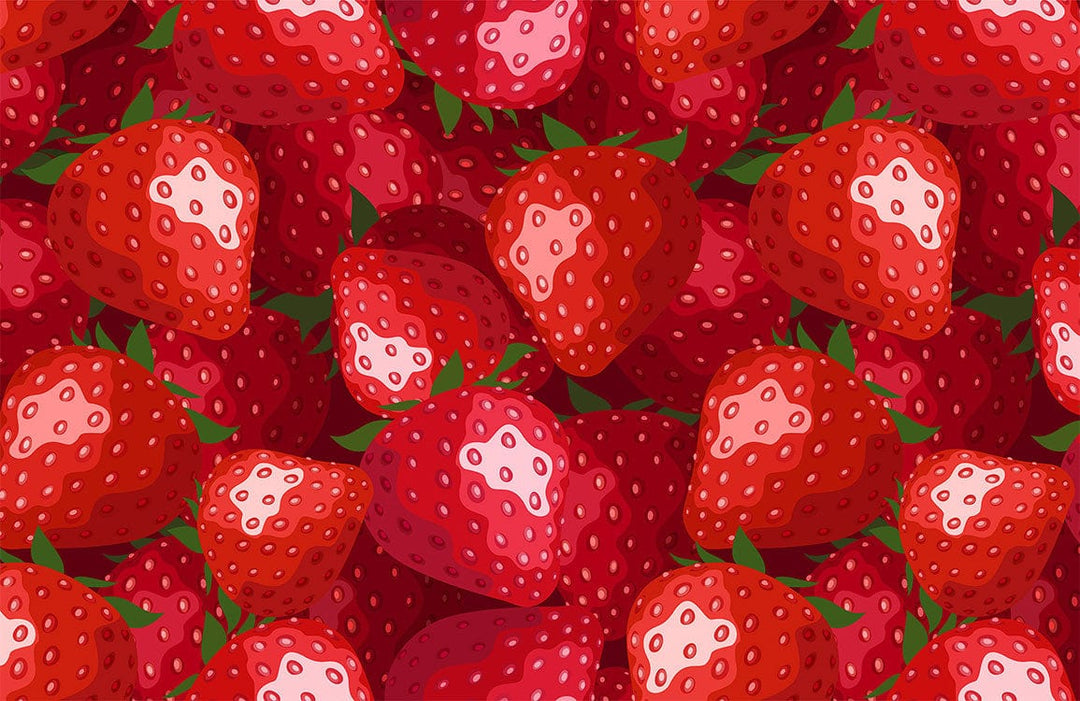 Vibrant Red Strawberry Patterned Wallpaper - Retro Style Kitchen Décor
