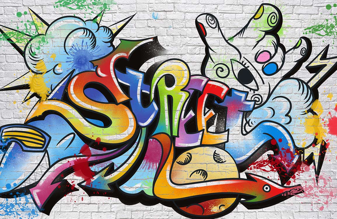 Urban Graffiti Vibes Colourful Mural Wallpaper for Bold Modern Interiors