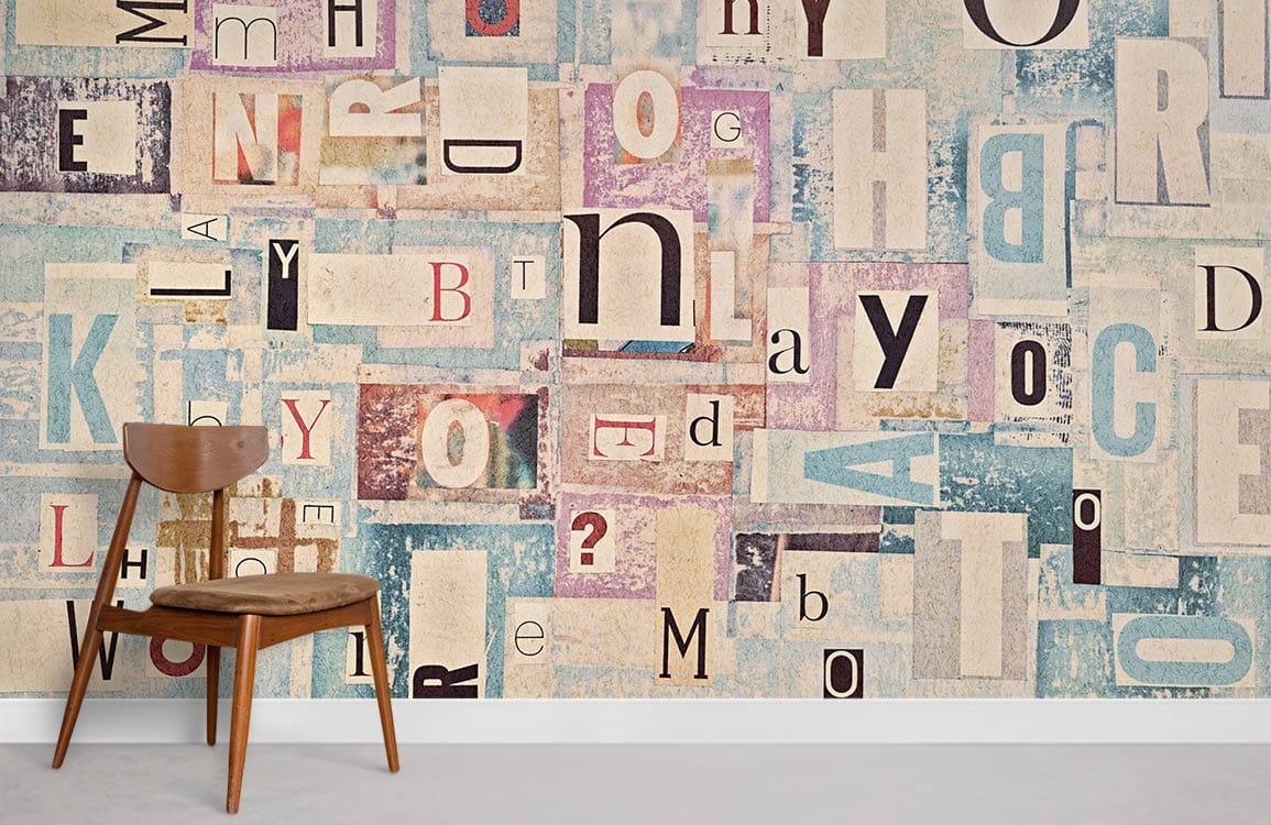 Stylish Letters Mural Wallpaper Room