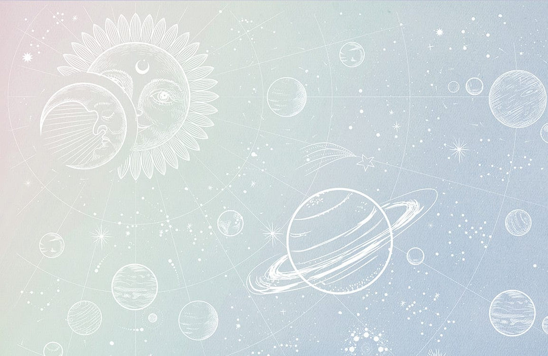 Celestial Dreams Pastel Cosmic Mural Wallpaper - Planets and Stars Design