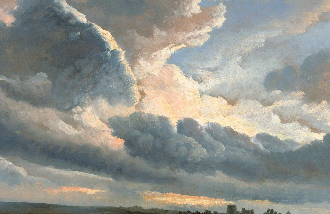 Romantic Sky Mural Wallpaper with Moody Clouds in Serene Pastel Hues