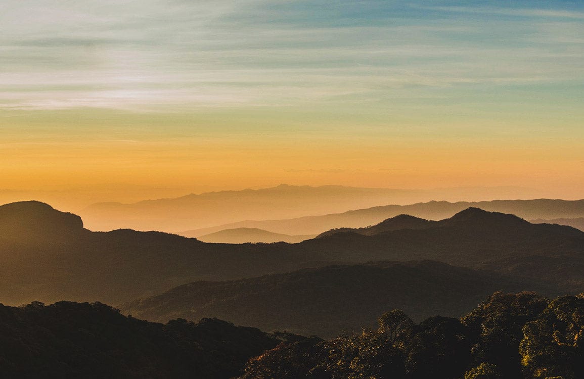 Golden Sunset Mountain Landscape Mural Wallpaper - Serene Nature Decor Art
