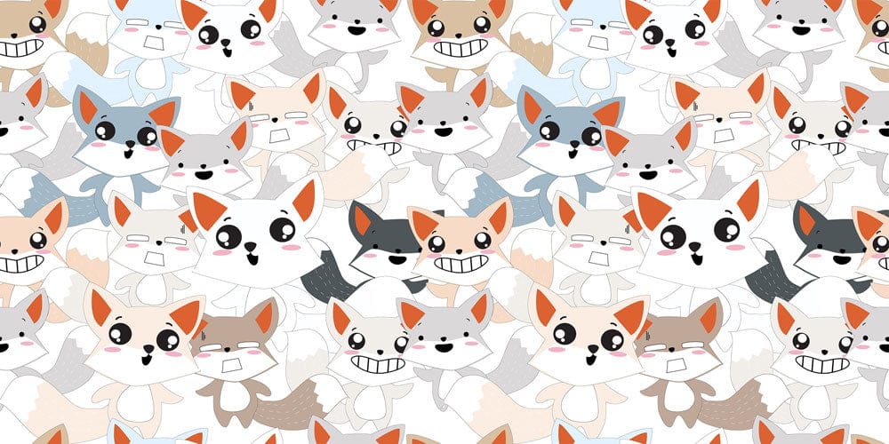 Playful Fox Friends: Colourful Cartoon Animal Nursery Wallpaper Design