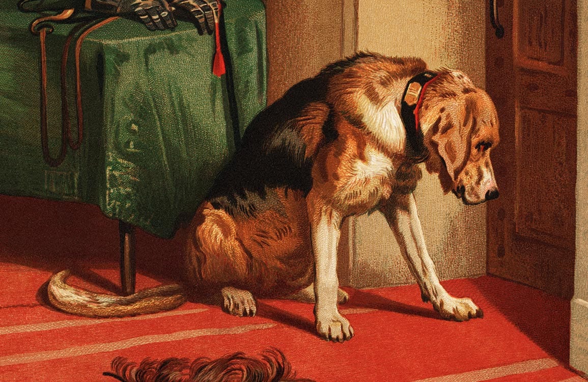 Vintage Canine Art Mural Wallpaper - Classic Red and Green Decor