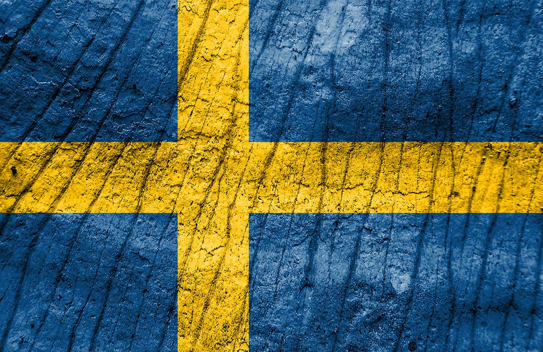 Rustic Swedish Flag Textured Blue Yellow Wallpaper Mural Design
