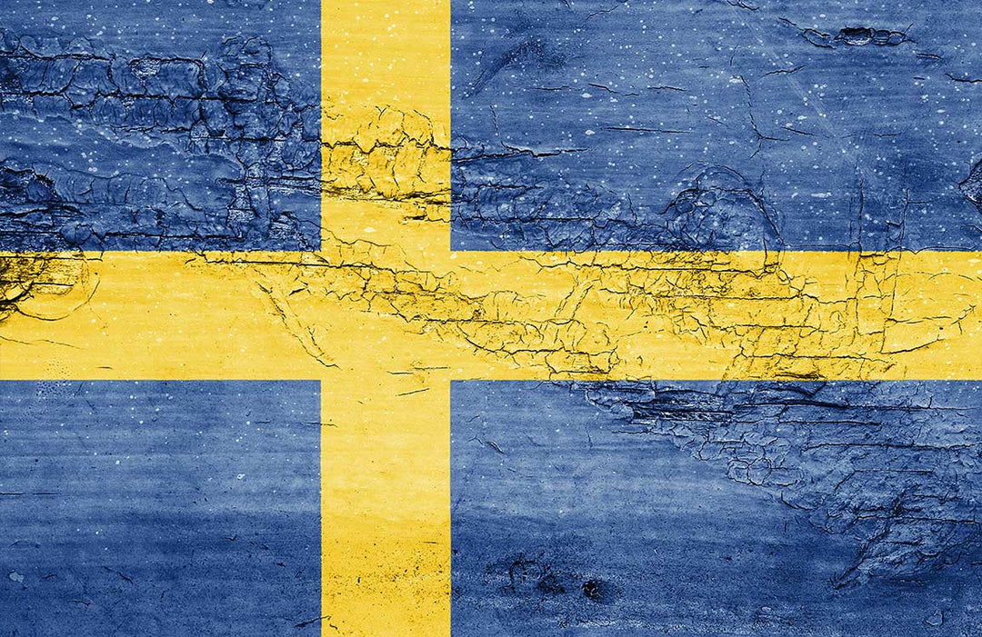 Rustic Swedish Flag Wallpaper: Blue and Yellow Vintage Texture Design